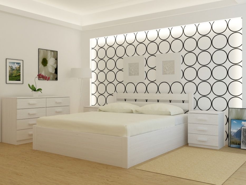 Кровать из дерева с подъемным механизмом "Frankfurt PLUS" Белая.