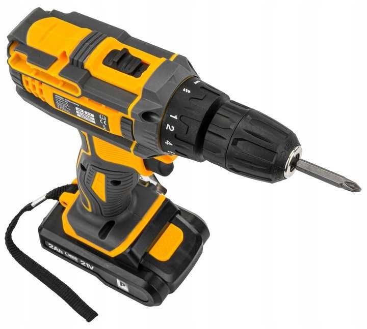 Wkrętarka akumulatorowa 21v mocna wiertarka zakrętarka 2xaku bity