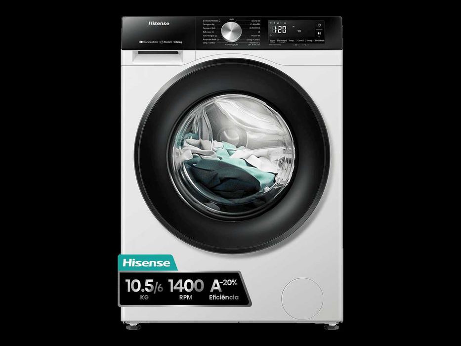 Máquina de lavar e secar Hisense WD3S1043BW3 10.5kg/6kg 1400RPM