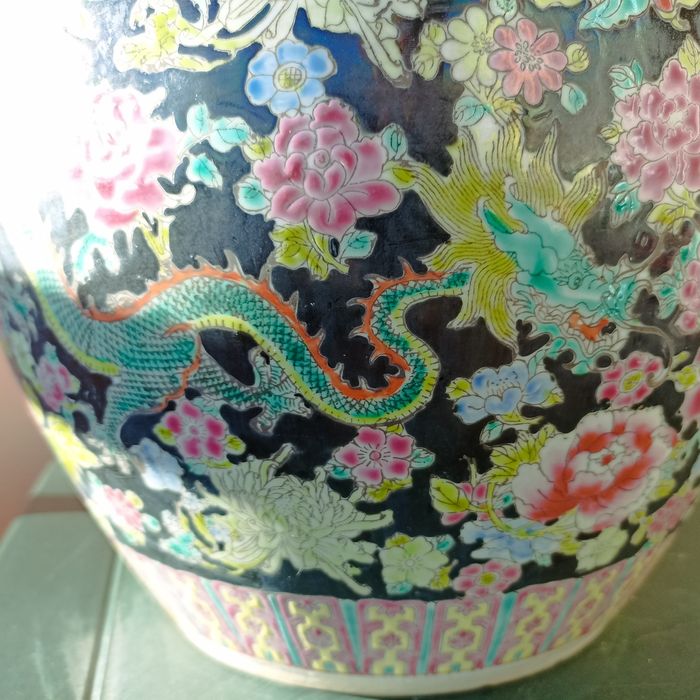 Cachepot Aquário oriental com suporte em madeira