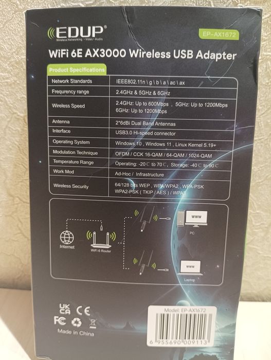 WiFi адаптер Kali Linux (Калі Лінукс), Windows  2.4/ 5/ 6 Ghz