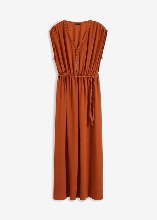 B.P.C długa sukienka maxi brązowa z paskiem r.42
