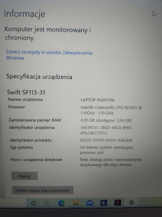 Acer swfit1 bardzo fajny -Dzwoń