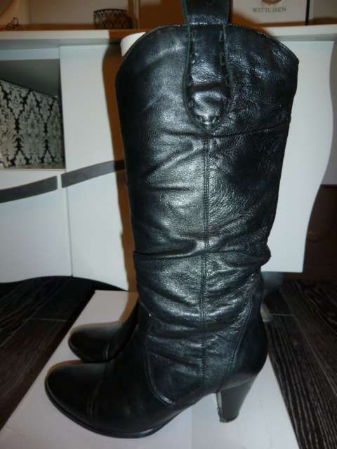 czarne kozaki Lizard r.35 skóra naturalna