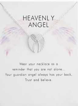 Naszyjnik skrzydła anioła, kolor srebrny