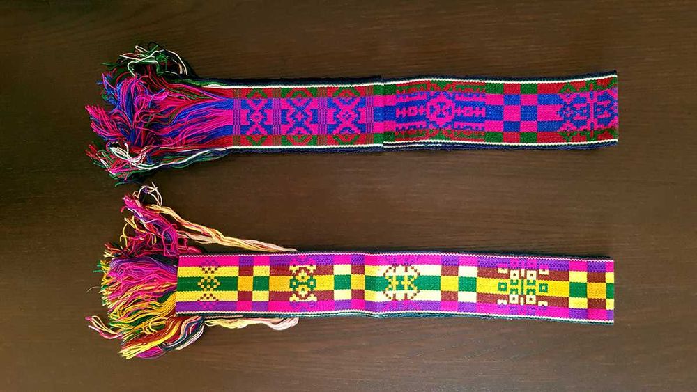 Tecidos Pangden tibetanos: 2 cintos e 3 panos de lã de Yak