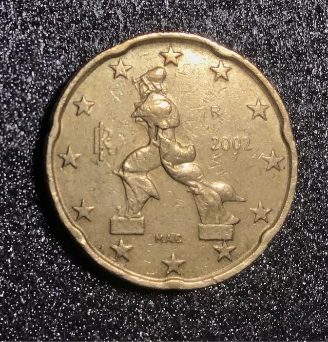 Moeda de 20 cêntimos - Itália 2002 M.A.C. - Rara