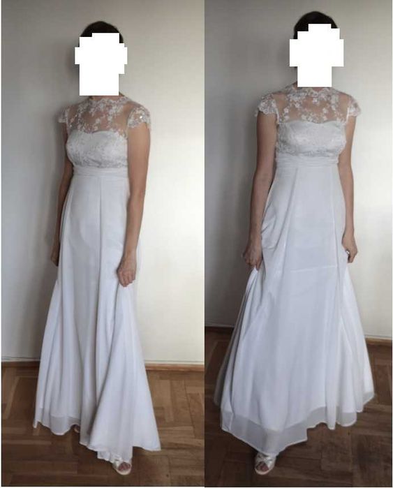 Piękna suknia ślubna długa (koronka) WELON gratis