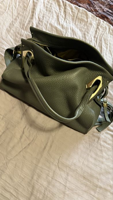 Сумка шкіряна сіра