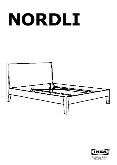 Cama Casal IKEA em branco, Nordli 160x200 cm com estrados