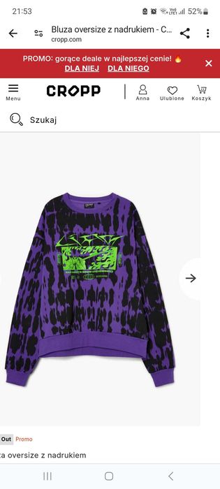 Bluza oversize z nadrukiem Cropp XS