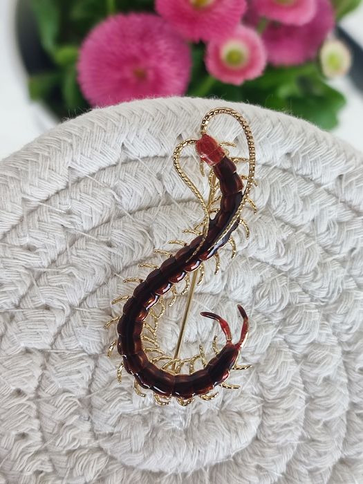 Broszka stonoga scolopendra centipede retro