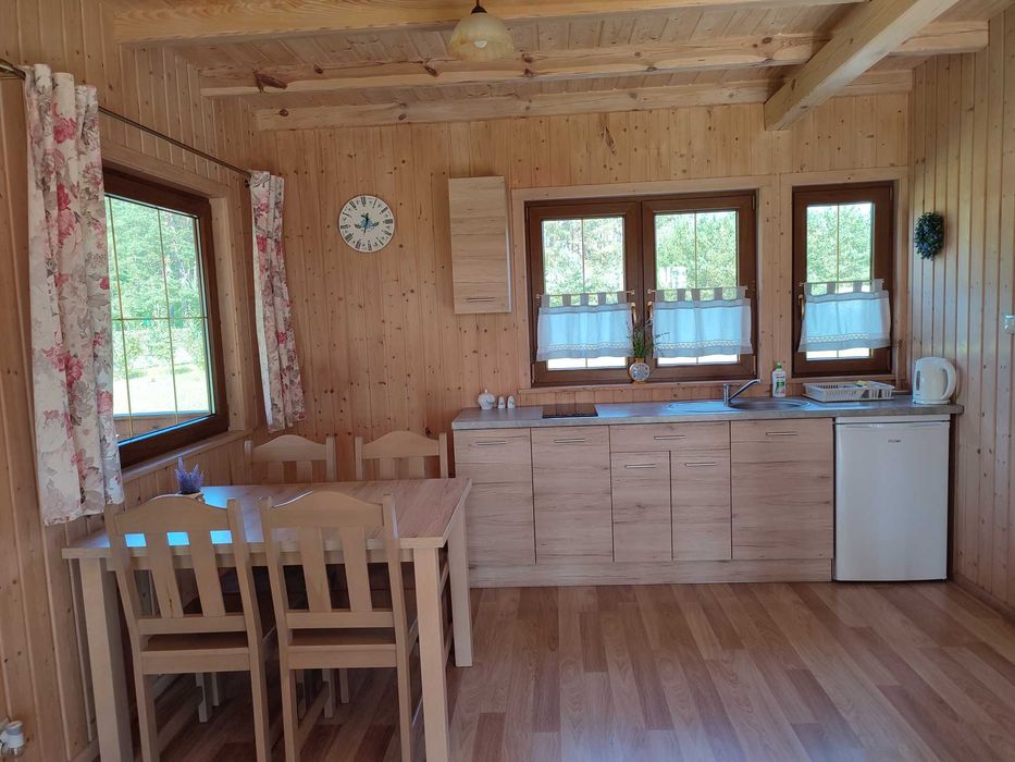 Domek nad jeziorem, Kaszuby, linia brzegowa, kominek, Zagroda Szarlota