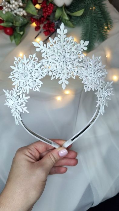 Обруч Сніжинка, заколки , резинки , пов'язка для образу Сніжинки