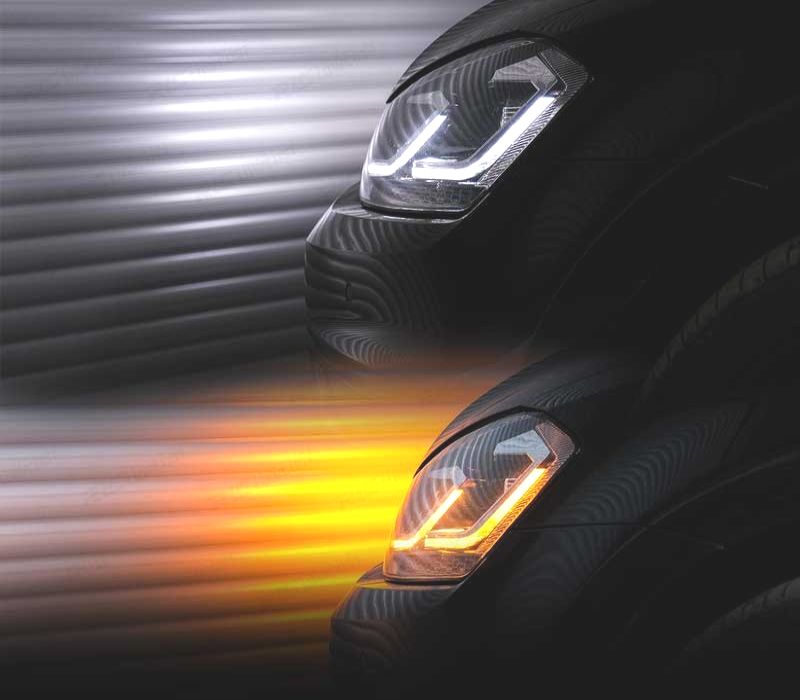 CONJUNTO FARÓIS LED DINÂMICOS VOLKSWAGEN VW GOLF 7.5 17-19 LOOK R LINE