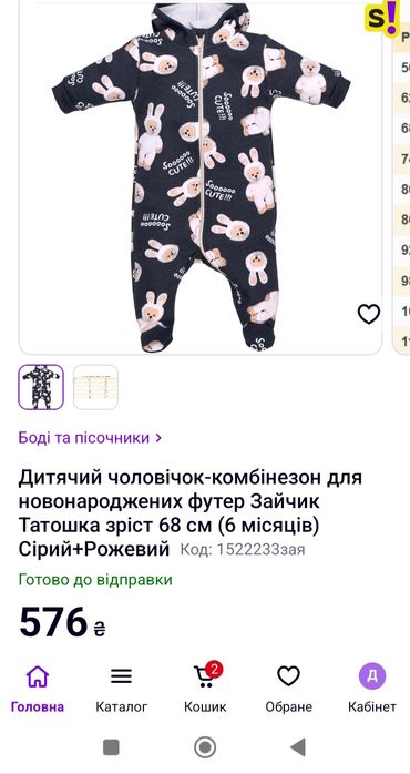 Комбенізон 68 розмір