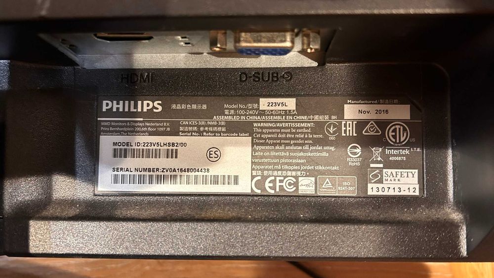 Monitor Philips 223V5L – 22” Full HD