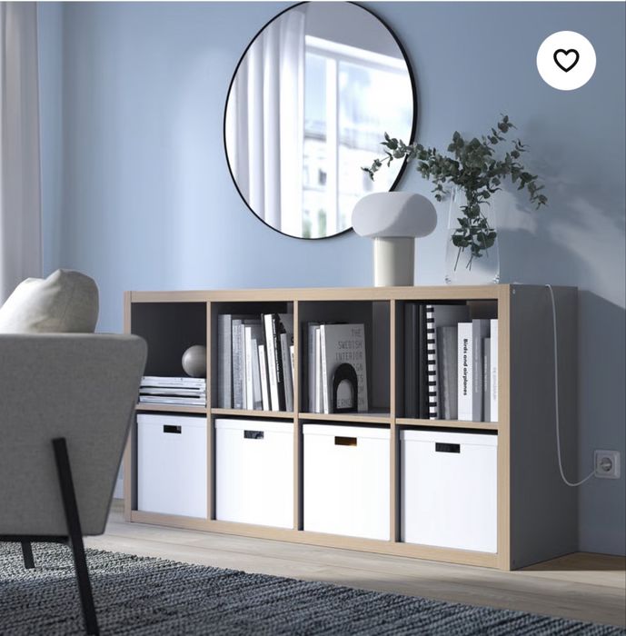 Estante IKEA Kallax Cinzenta com 4 cestos Knipsa