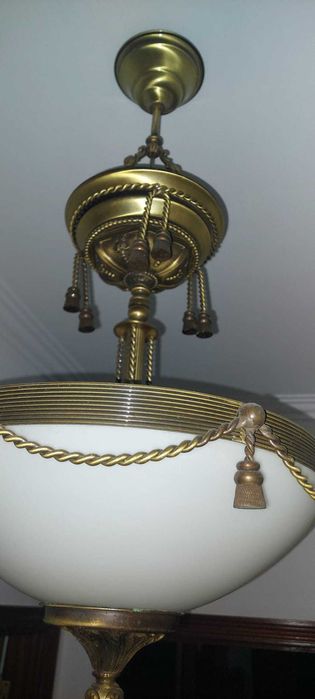 Varios candeeiros em latão e vidro