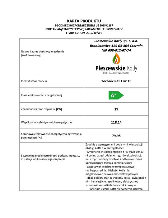 Pleszewski Kocioł Piec z Podajnikiem na Pellet 15kW 5 klasa Ecodesign, dostawa GRATIS, dotacja, montaż, lista ZUM