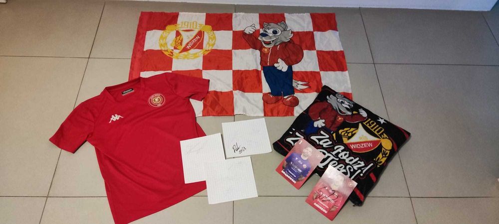 Widzew koszulka, poduszka, flaga: zestaw