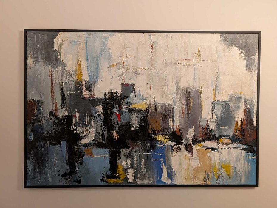 "Wrażenie Miasta" ręcznie malowany obraz na płótnie, 100x150 cm