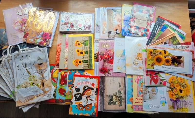 Wielki zestaw mix 64 sztuki kwiaciarnia kartki okolicznościowe