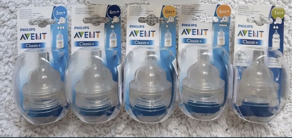 Новые соски для бутылочек Avent classic anti-colic 0+ 1+ 3+ 6+ для каш