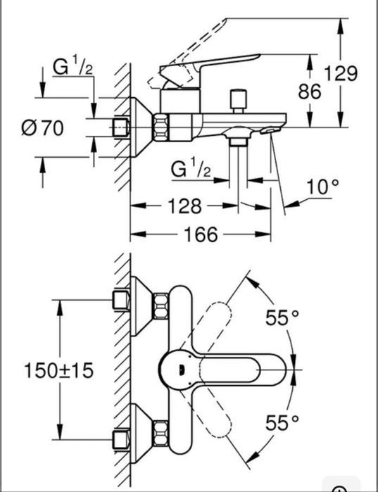 GROHE BauEdge Набір змішувачив для ванни 3в1