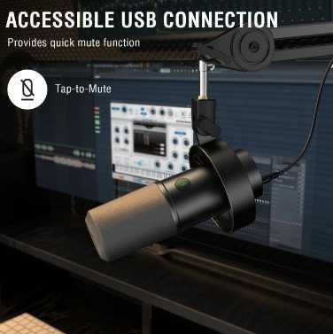 Microfone dinâmico Rosa de podcast Gaming Fifine XLR K688 USB para PC