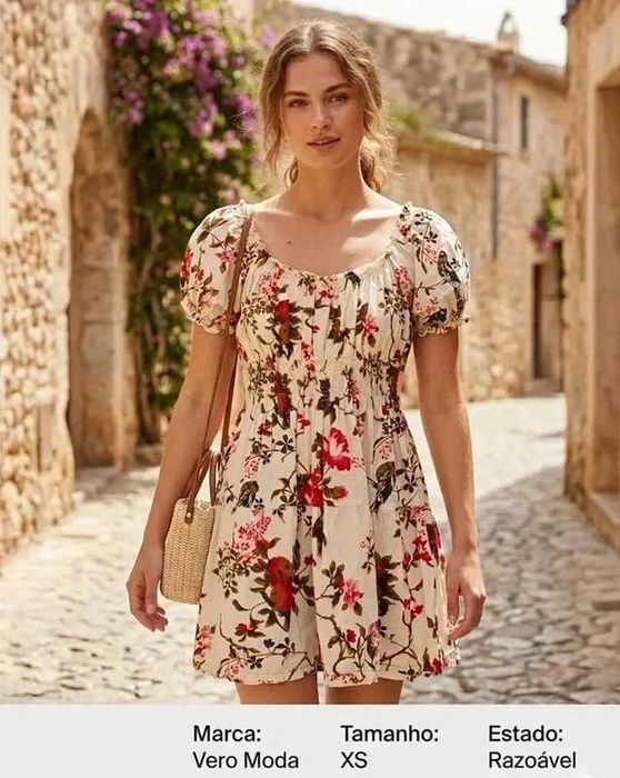 Vestido Curto Vero Moda Floral – Estilo Campestre / Cottagecore (Tam. XS)