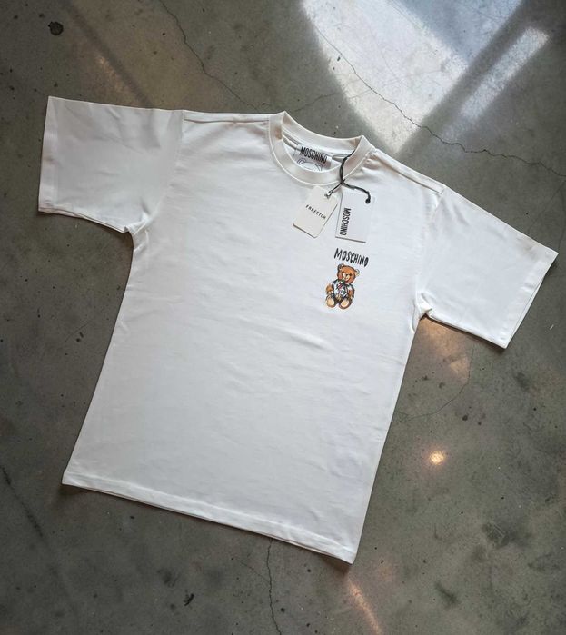 Moschino Biała Bawełna 100% Tshirt Koszulka S M L XXL Męska