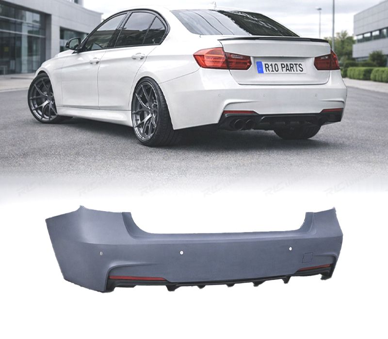 PARA-CHOQUES TRASEIRO BMW F30 LOOK M PERFORMANCE PDC DUPLA SAÍDA ESQUERDA