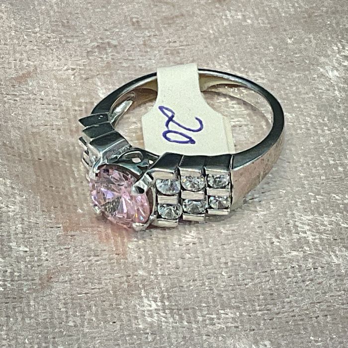 Anel prata 925 ,rosa brilhantes ,20 mm