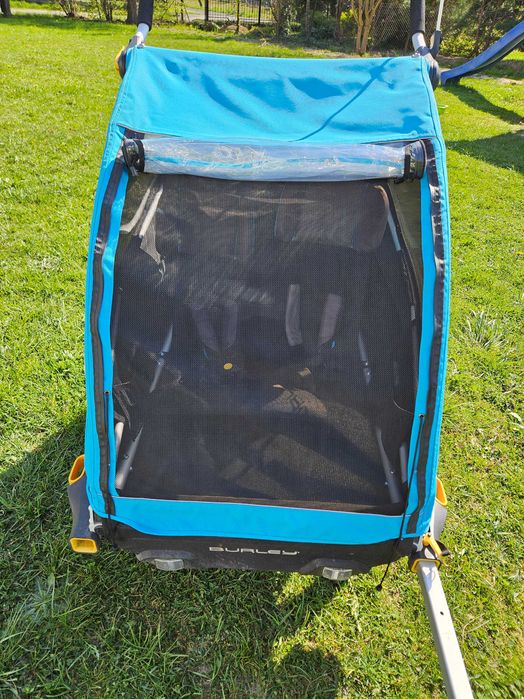 Burley D’Lite X Double + Stroller Kit + 2 uchwyty rowerowe | stan idealny