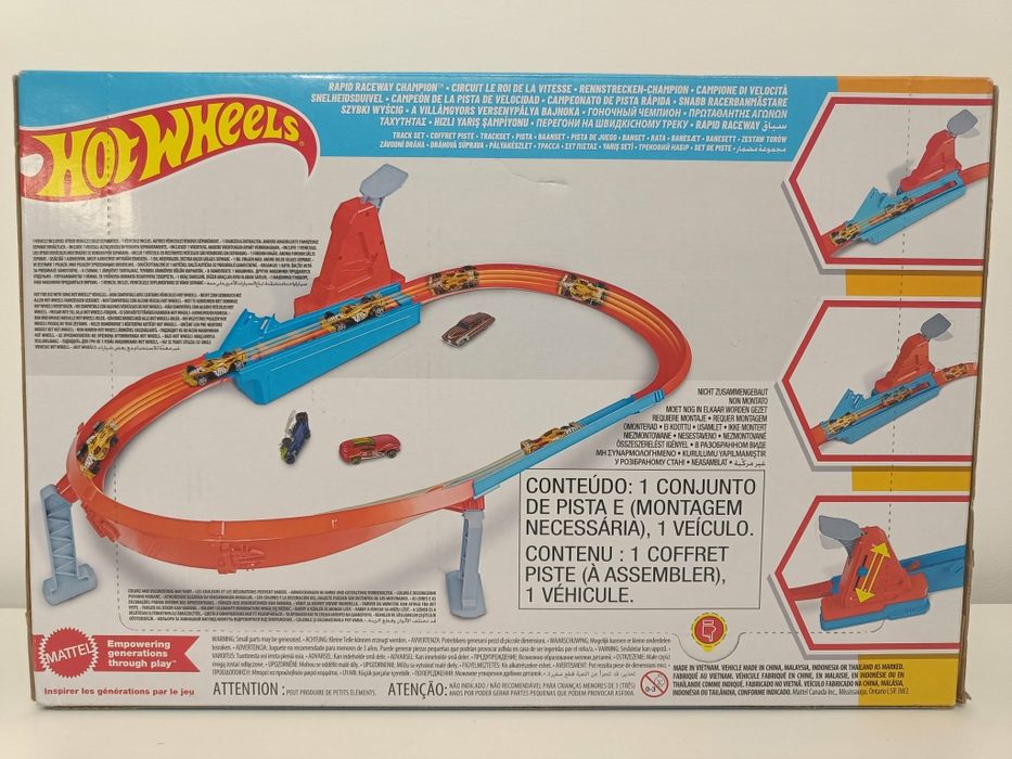 Tor samochodowy Hot Wheels szybki wyścig na torach + auto  GJM75