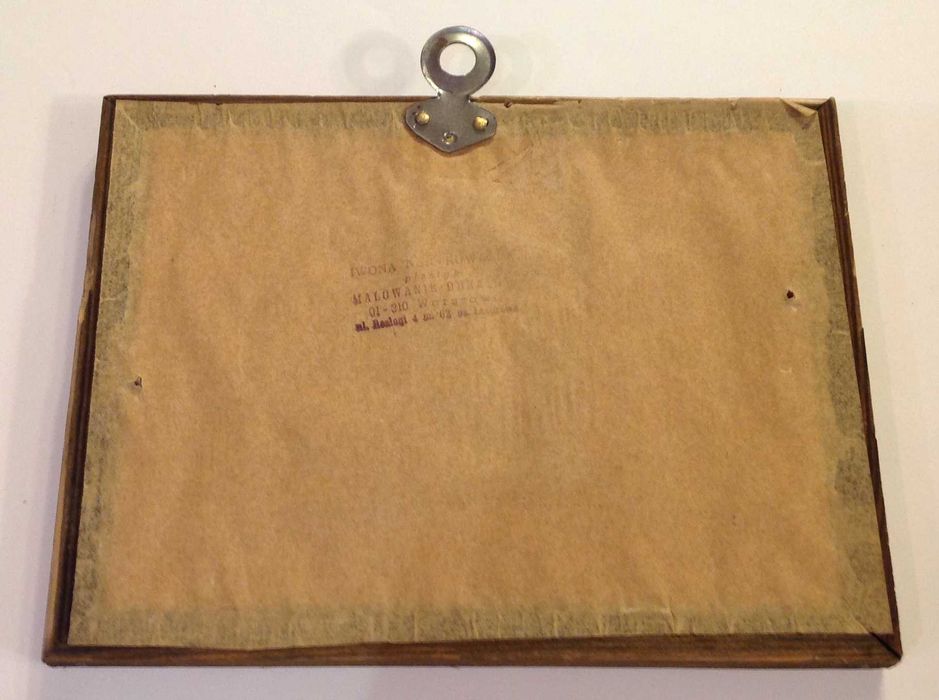 Stary mały obraz olejny pejzaż wiejski