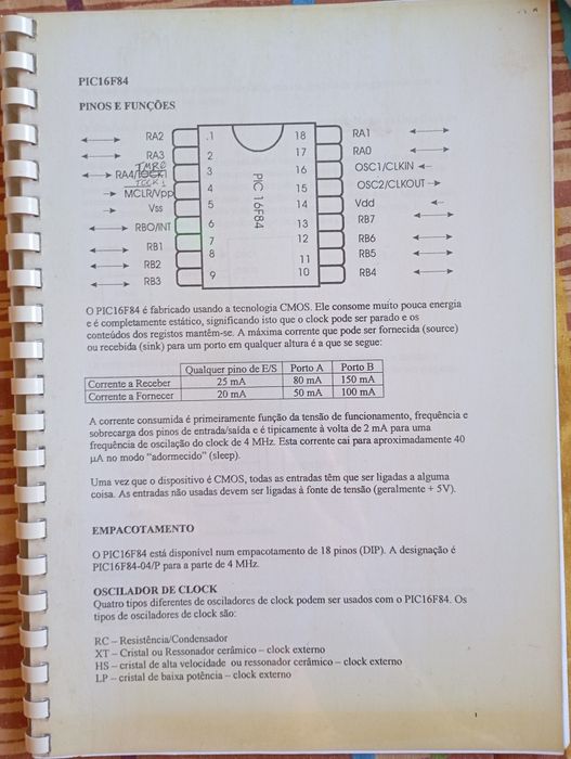 Caderno do microcontrolador pic16f84