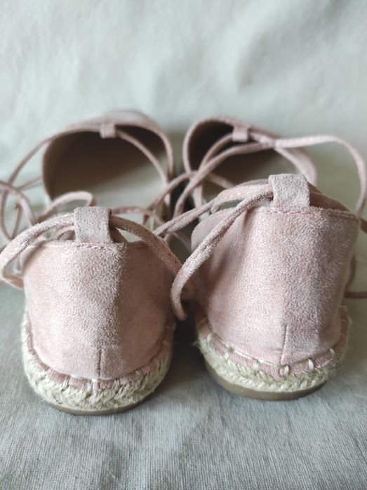 Espadryle damskie wiązane DeeZee  róż pudrowy 24,5 cm