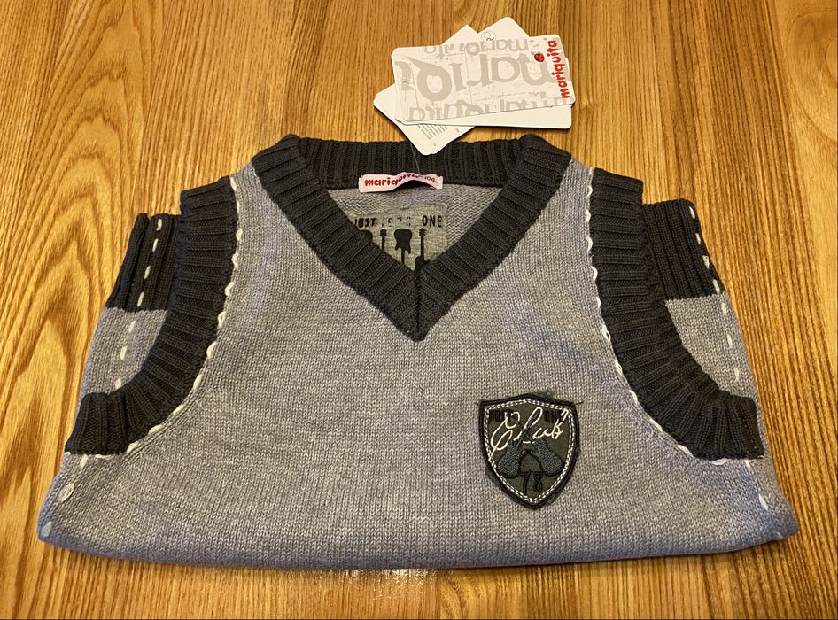 Kamizelka dzianinowa bezrękawnik 104 cm Mariquita nowy szary