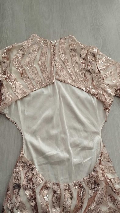 Vestido novo elegante lantejoulas com manga