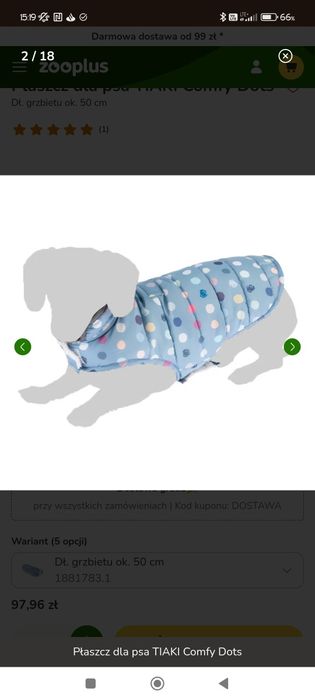 Kurtka płaszcz dla psa TIAKI Comfy Dots 56cm