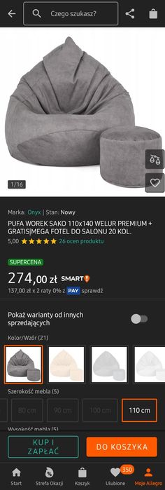 Pufa worek BDB stan