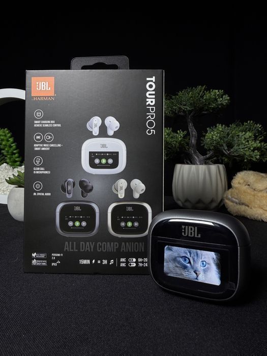 JBL Tour Pro 5 - Преміальні бездротоі навушники ANC, сенсорний дисплей