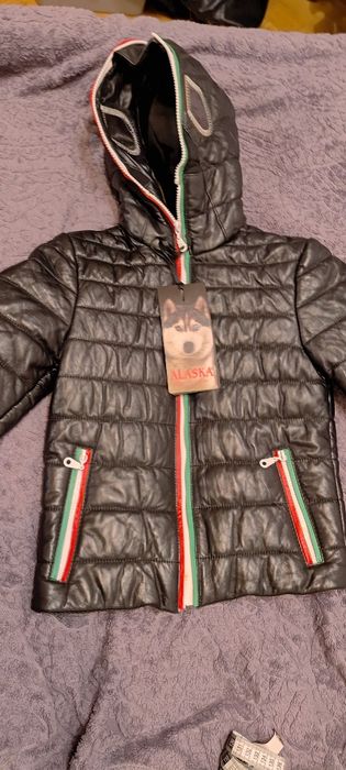 Дитяча шкіряна зимня куртка