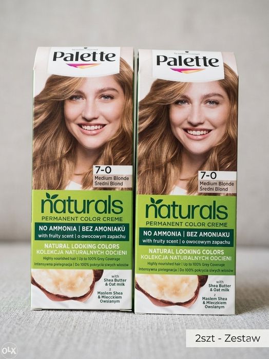 Zestaw 2x Farba do włosów Palette Naturals 7-0 Średni Blond (Nowe!)