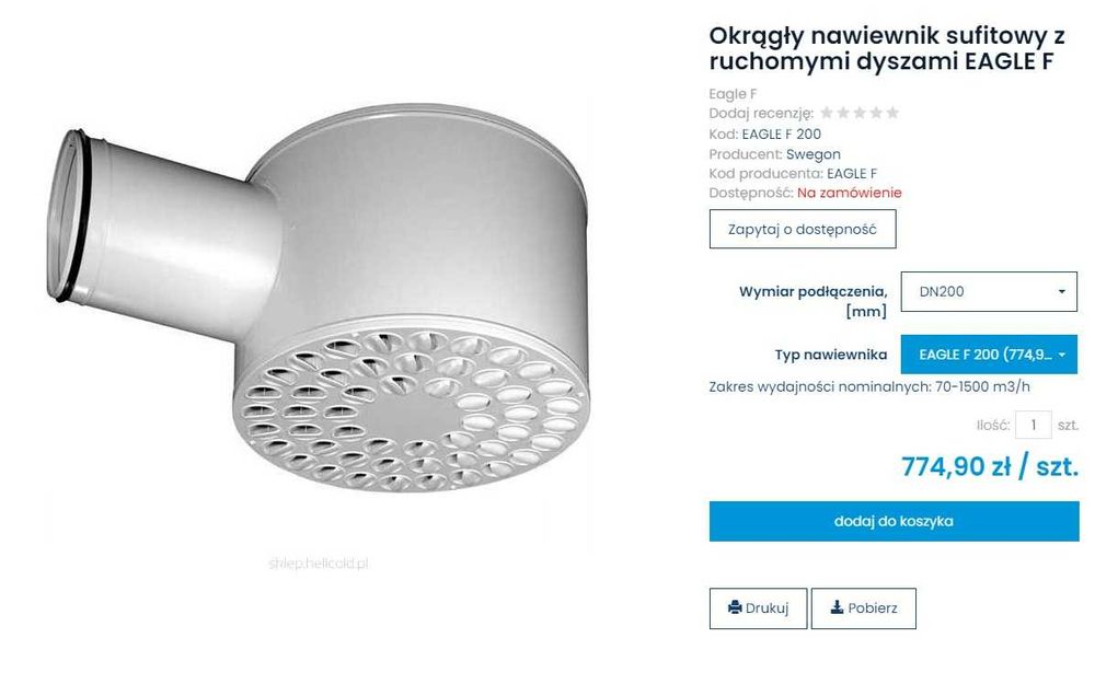 skrzynka rozprężna nawiewnik eagle swegon