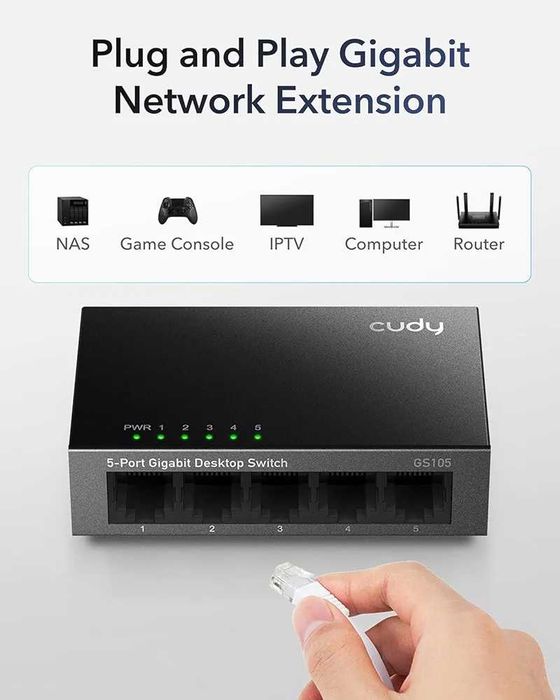 [Novo[ Switch de Rede 5 Portas Gigabit - Metal Chassis