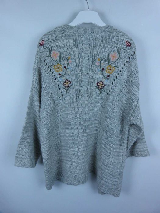 Primark luźny sweter nie zapinany akryl haft - M/L