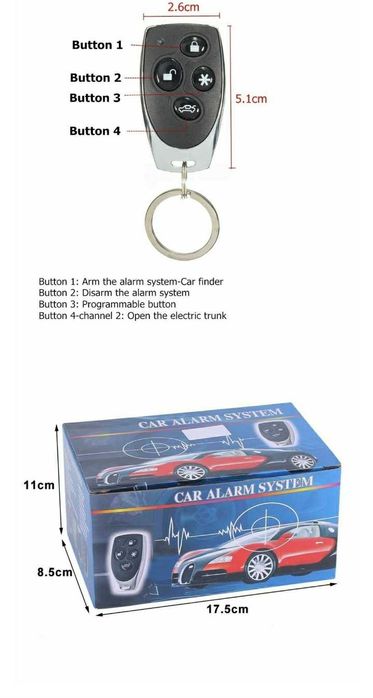 Alarme para Automóveis 2 Comandos Universal Kit's Completos NOVOS
